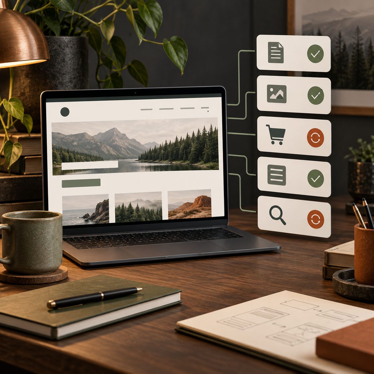 A website migration scope check covering content, ecommerce, forms and SEO